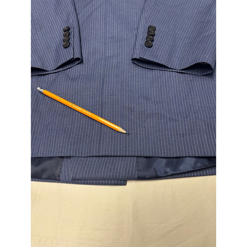 Lauren Ralph Lauren Mens 48L Blue Pinstripe 100% Wool Double Breasted Blazer - Picture 5 of 15